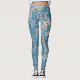 Alte blaue Farbe, platziert Leggings