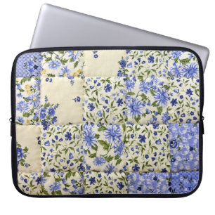 Alte Blauer Blumengeflecht Laptopschutzhülle