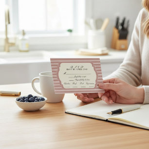 alte Boho-gestreifte RSVP-Karte mit Familientradit RSVP Karte