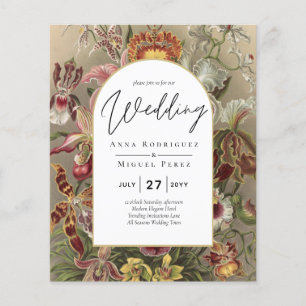 Alte Botanische Burgunderrote Florale Hochzeitsein Flyer