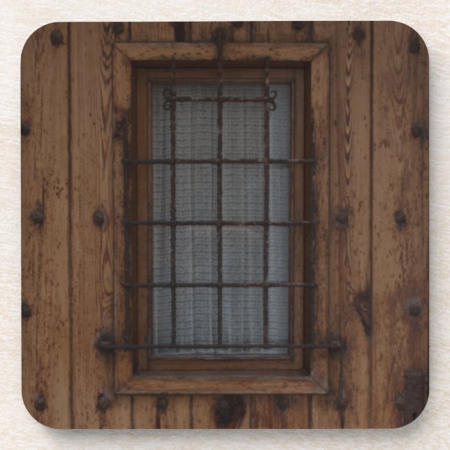 Alte braune Knotty Holztür Getränkeuntersetzer (Vorderseite)