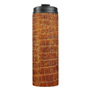 Alte braune Tierledertextur Thermosbecher