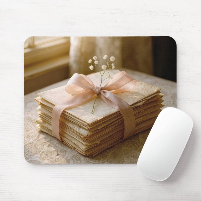 Alte Briefe mit rosa Band gebunden Mousepad (Mit Mouse)