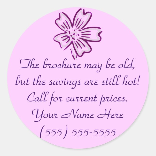 Alte Broschüre, Aufkleber für die heißen Preise (Vorderseite)