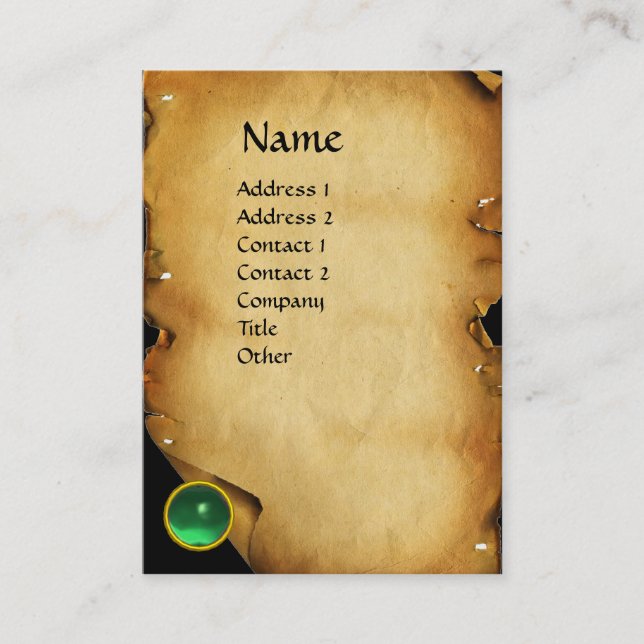 ALTE BROWN PARCHIERUNG, GEM STONE, MONOGRAM VISITENKARTE (Vorderseite)