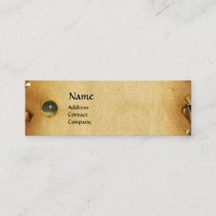 ALTE BROWN PARCHMENT, GEM STONE, MONOGRAMM grau Mini Visitenkarte
