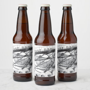 Alte Brücke. Bleistift zeichnend. Bierflaschenetikett