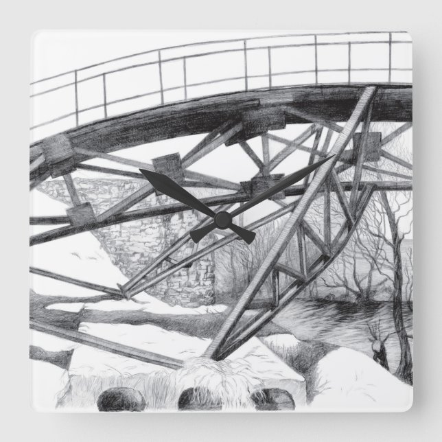 Alte Brücke Quadratische Wanduhr (Vorderseite)