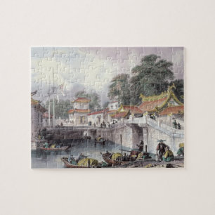 Alte Brücke über dem Fluss bei Chapro, c.1850 (c Puzzle