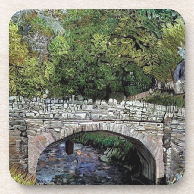 ALTE BRÜCKE ÜBER DEN FLUSS GETRÄNKEUNTERSETZER (Vorderseite)