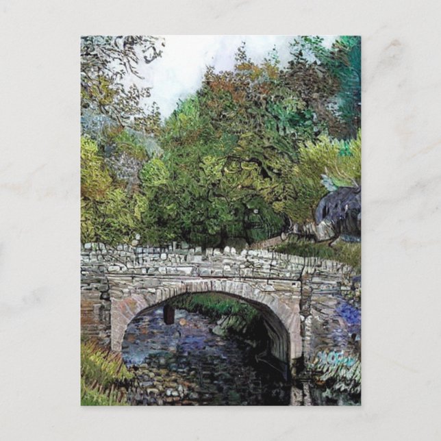 ALTE BRÜCKE ÜBER DEN FLUSS POSTKARTE (Vorderseite)