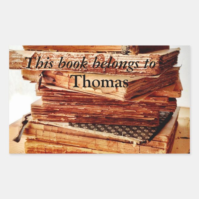 alte Bücher in einem Stack-Buchzeichen Rechteckiger Aufkleber (Vorderseite)