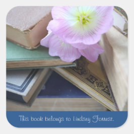 Alte Bücher mit Primaten-Buchzeichen Quadratischer Aufkleber