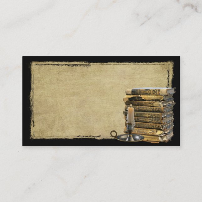 Alte Bücher u. eine Kerzen-Prim Geschäfts-Karten Visitenkarte (Vorderseite)