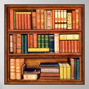 Alte Bücher Vintage Bibliothek Bücherregal Poster