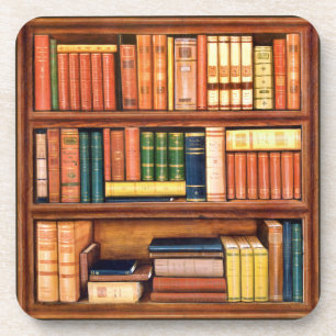 Alte Bücher Vintage Bibliothek Bücherregal Unterse Getränkeuntersetzer