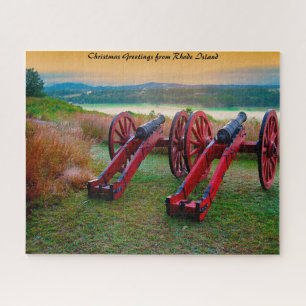 Alte Bürgerkriegskanonen.Frohe Weihnachten Puzzle