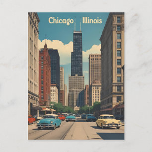 Alte Chicago Illinois Stadt Skyline Retro Reise Postkarte