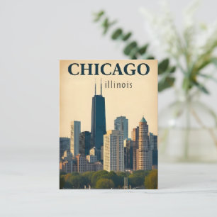 Alte Chicago Illinois Stadt Skyline Retro Reise Postkarte