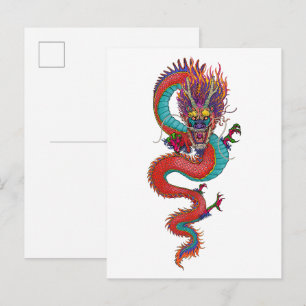 Alte chinesische Drachenillustration Postkarte