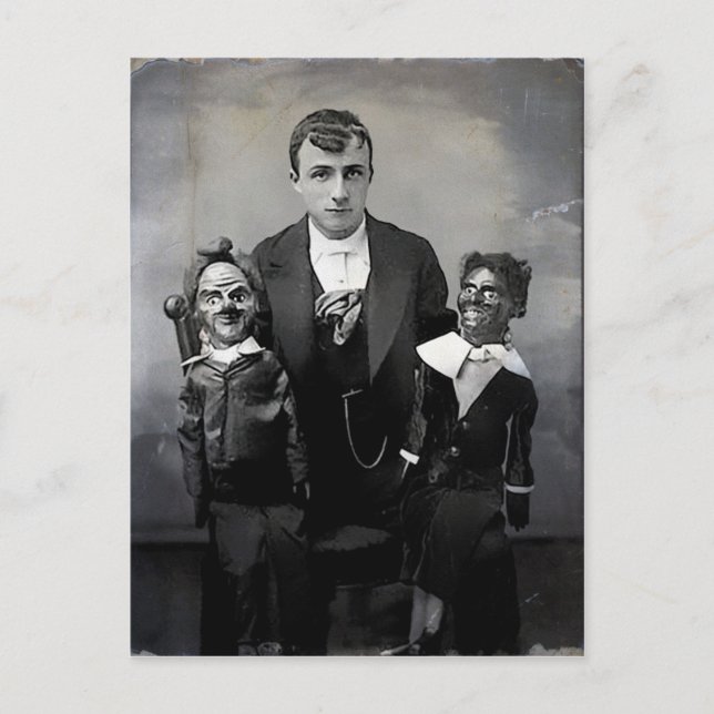 Alte Creepy Ventriloquist Dollars Postkarte (Vorderseite)