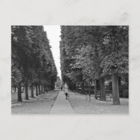 Alte Dame, die im Sommer im Pariser Park spaziert