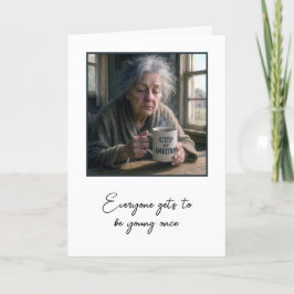 Alte Dame mit Morgenkaffee Geburtstag Karte