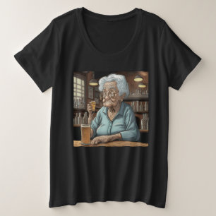 Alte Dame trinkt ein Stechend Bier und Shot Große Größe T-Shirt