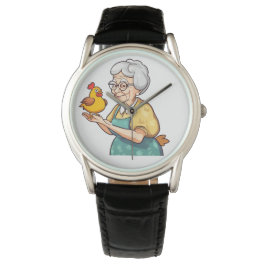 alte Dame und Huhn Armbanduhr