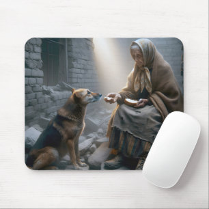 Alte Dame und Hundeüberlebende Mousepad