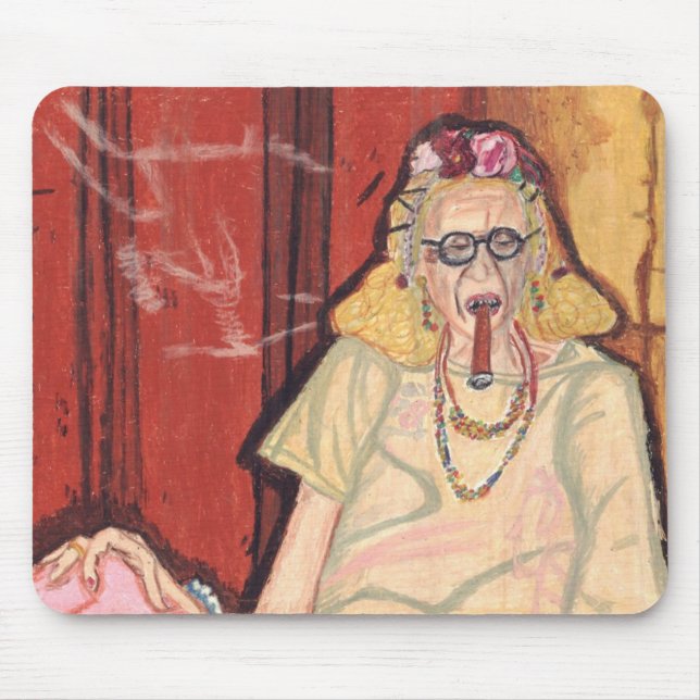alte Dame und Zigarre Mousepad (Vorne)
