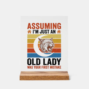 Alte Dame Wildcat Vintage Lustiges Shirt Design_1 Acrylschild