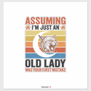 Alte Dame Wildcat Vintage Lustiges Shirt Design_1 Aufkleber