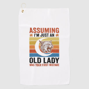 Alte Dame Wildcat Vintage Lustiges Shirt Design_1 Golfhandtuch
