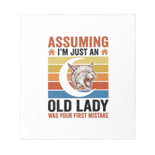 Alte Dame Wildcat Vintage Lustiges Shirt Design_1 Notizblock