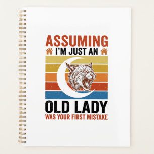 Alte Dame Wildcat Vintage Lustiges Shirt Design_1 Planer