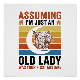 Alte Dame Wildcat Vintage Lustiges Shirt Design_1 Poster