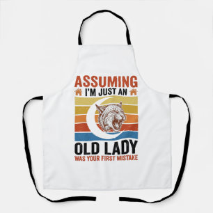 Alte Dame Wildcat Vintage Lustiges Shirt Design_1 Schürze