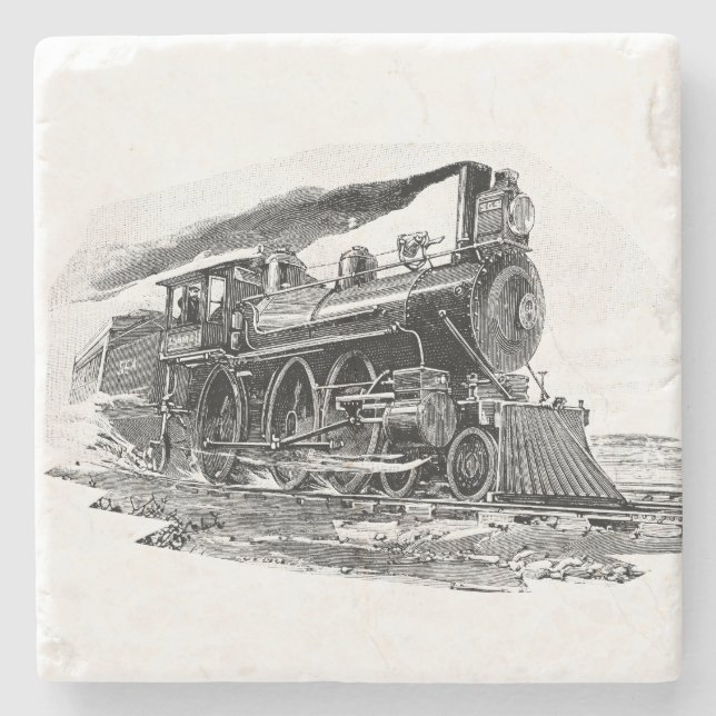 Alte Dampf-Lokomotive Steinuntersetzer (Vorderseite)