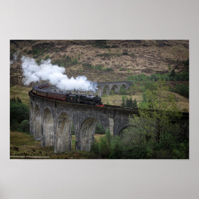 Alte Dampfbahn auf Glenfinnan Viadukt Poster (Vorne)