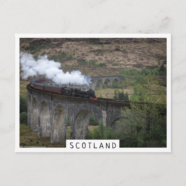 Alte Dampfbahn auf Glenfinnan Viadukt Postkarte (Vorderseite)