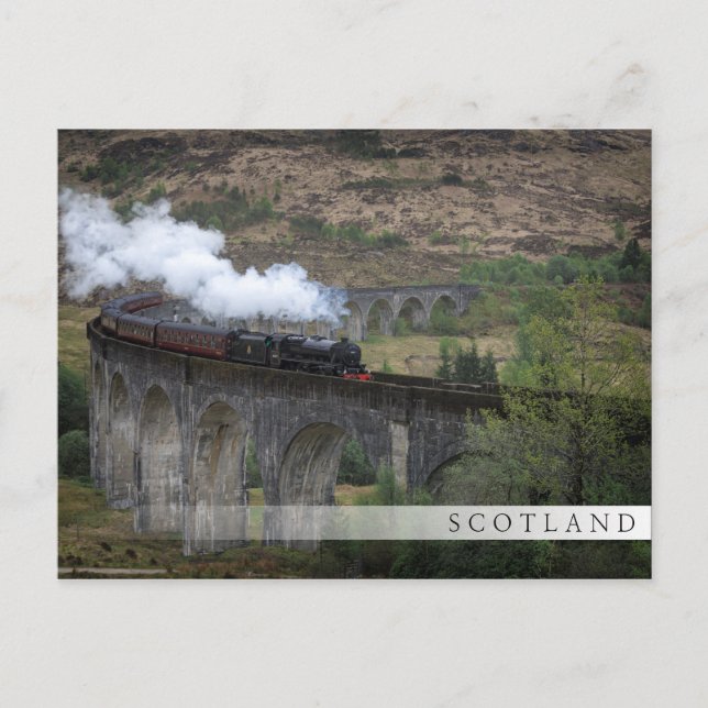 Alte Dampfbahn auf Glenfinnan Viadukt Postkarte (Vorderseite)