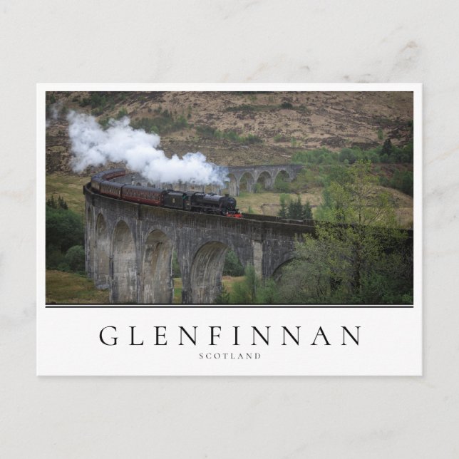 Alte Dampfbahn auf Glenfinnan Viadukt Postkarte (Vorderseite)