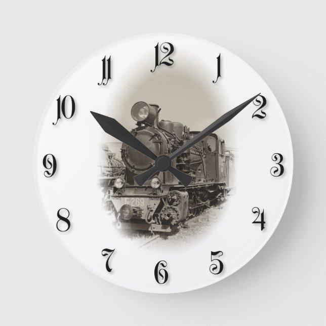 Alte Dampflokomotive Runde Wanduhr (Vorderseite)