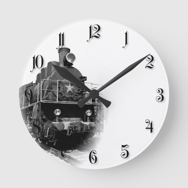 Alte Dampflokomotive Runde Wanduhr (Vorderseite)