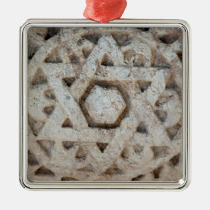 Alte Davidstern-Schnitzerei, Israel Silbernes Ornament