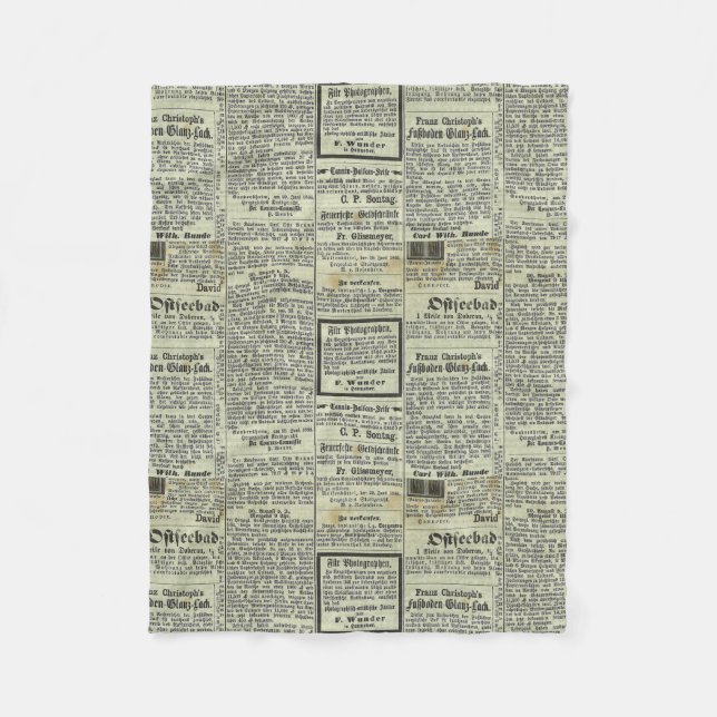 Alte deutsche Zeitungsdecke Fleecedecke (Vorderseite)