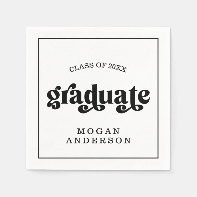 Alte dicke Typografie Abschlussfeier Serviette (Vorderseite)