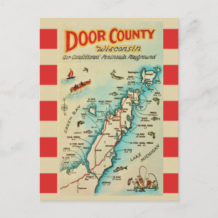Alte Door County Karte Postkarte