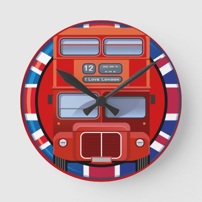 Alte Doppeldecker-Bus-Wanduhr Londons rote Runde Wanduhr (Vorderseite)